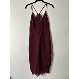 Astr x Revolve Women Size M Burgundy ALD41836 Peeking Lace Bodycon Midi Dress